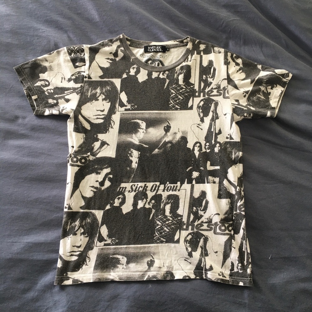 *Hysteric Glamour* The Stooges black & white graphic punk rock band shirt, small